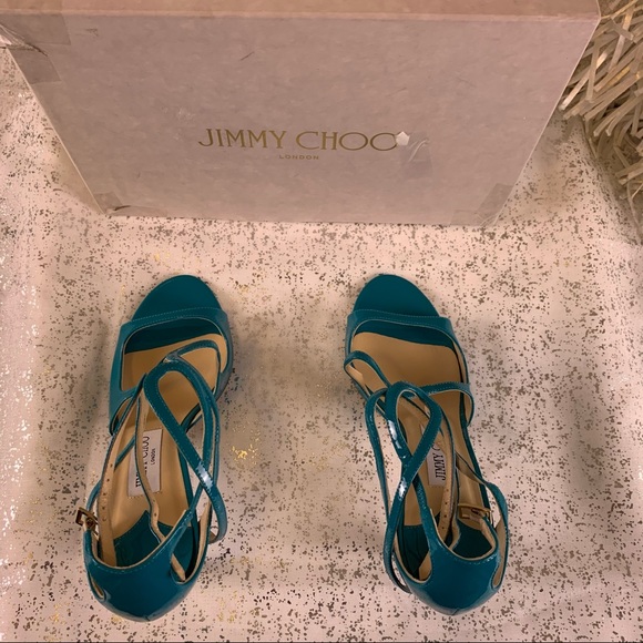 Jimmy Choo Ivette Turquoise Sandals - Picture 2 of 5